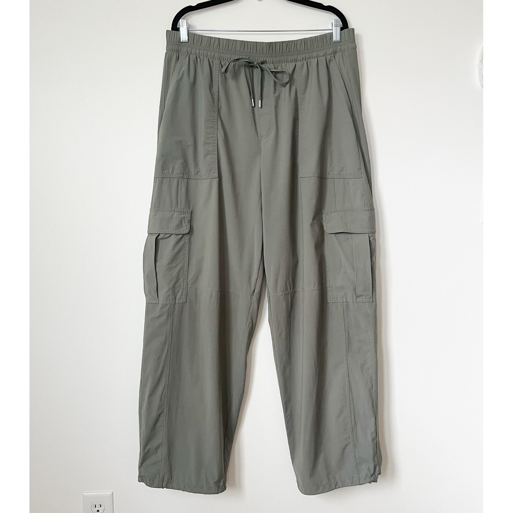 Calia Lightweight Cargo Wide Leg Utility Pant Womens XL Olive Green Gorpcore